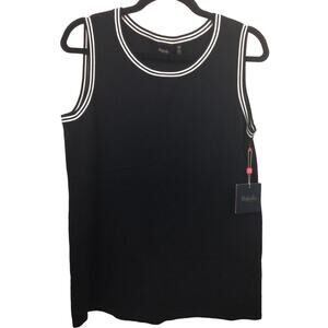 Rafaella Sportswear Minimalist Preppy Scoop Neck Sleeveless Casual Black Top L